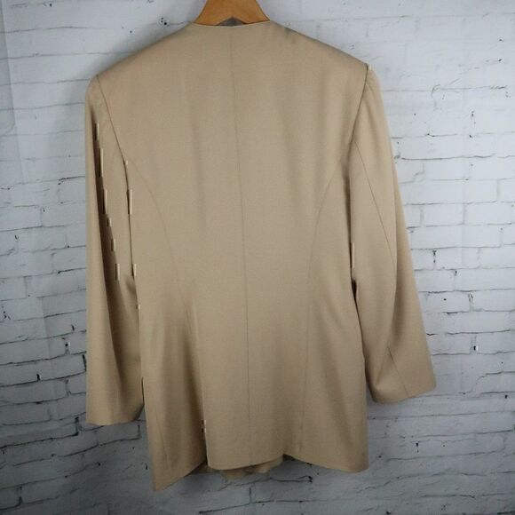 MONDI TAN KHAKI HIDDEN BUTTON DOWN SUIT JACKET BLAZER WOMENS EU SIZE 34 VINTAGE - Picture 8 of 10
